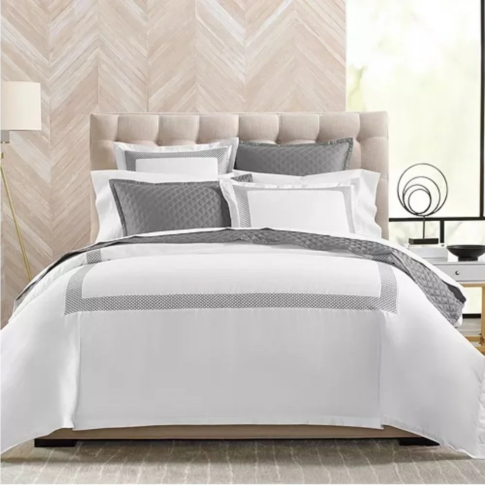 Hudson Park Collection 500TC Embroidered Geo Duvet Cover, Twin NEW w/Tag